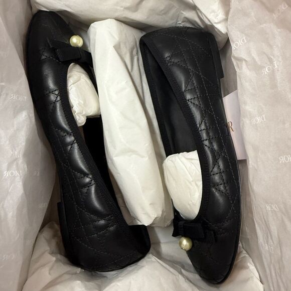 Dior Ballet Flats Quilted Cannage Calfskin in Black Size 36.5 NIB - Picture 6 of 9